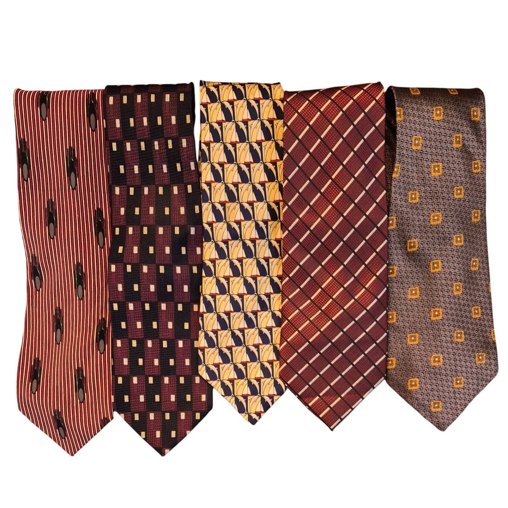 90s Mondo Uomo Robert Talbott Silk Tie Lot Geometric Striped Professional Luxury